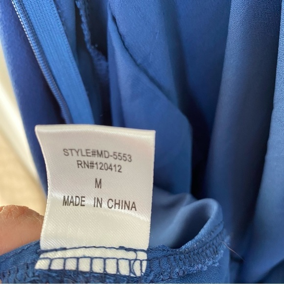 LuLu's Crossroad Cutie Navy Blue Off-the-Shoulder Mini Dress Size Medium - Picture 6 of 16